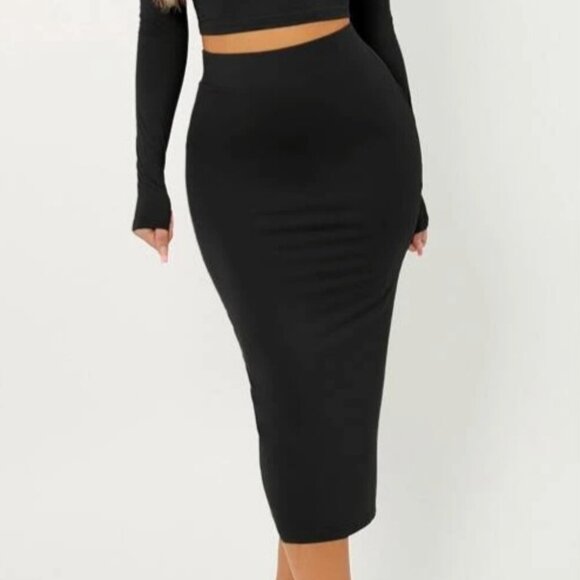 Pink Gems 2-Piece Skirt Set | Lace-Up Top & Pencil Skirt | Black | NWT - Picture 7 of 11